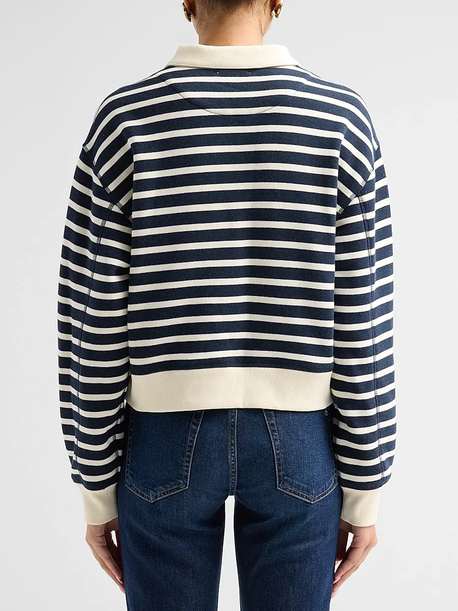 rag & bone Women's Vintage Striped Cotton Terry Polo Sweatshirt | Thumbnail 3 rag & bone Women's Vintage Striped Cotton Terry Polo Sweatshirt | Thumbnail 3