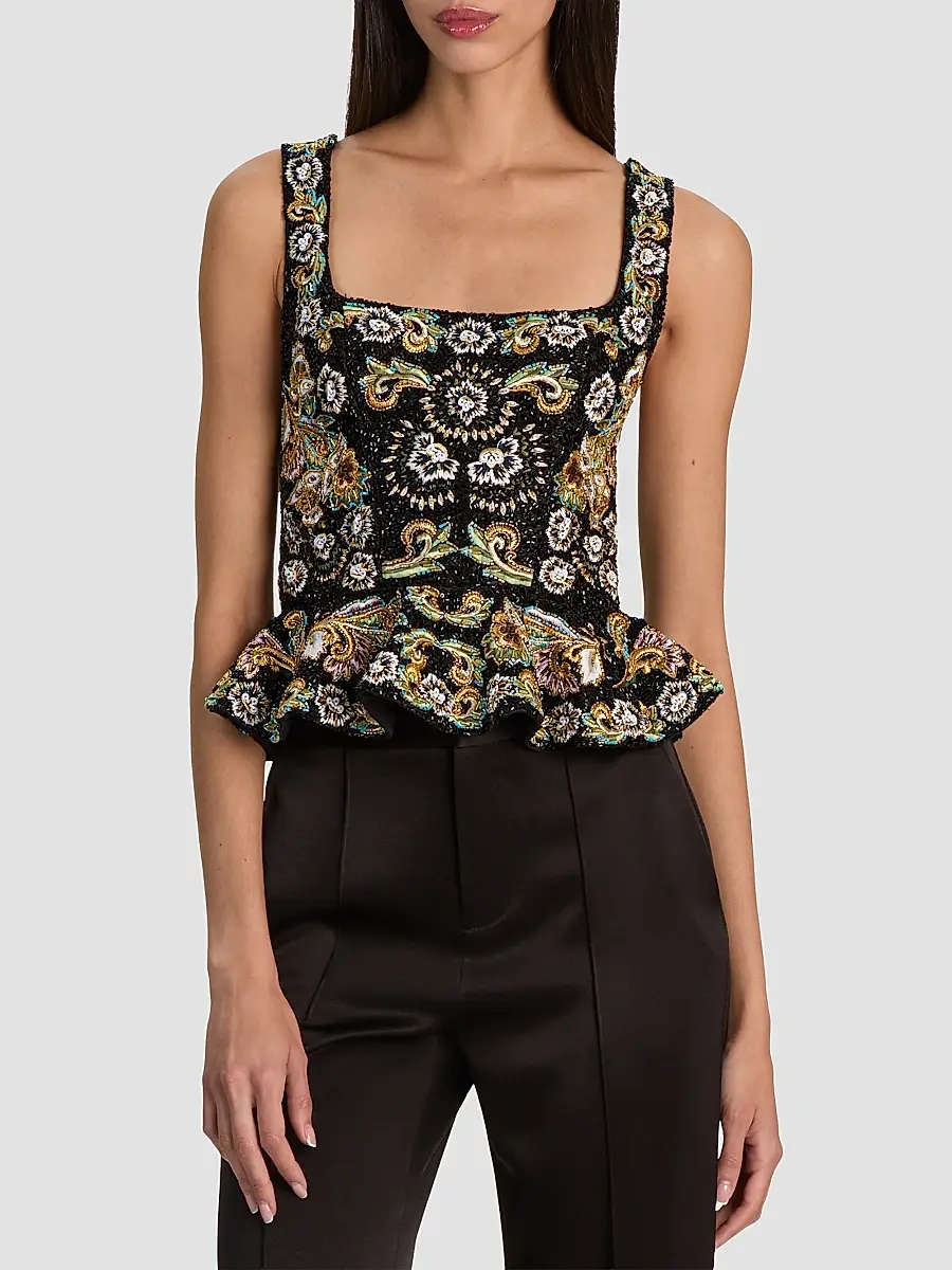 Alice + Olivia Women's Lilianna Embellished Peplum Corset Top | Thumbnail 4 Alice + Olivia Women's Lilianna Embellished Peplum Corset Top | Thumbnail 4