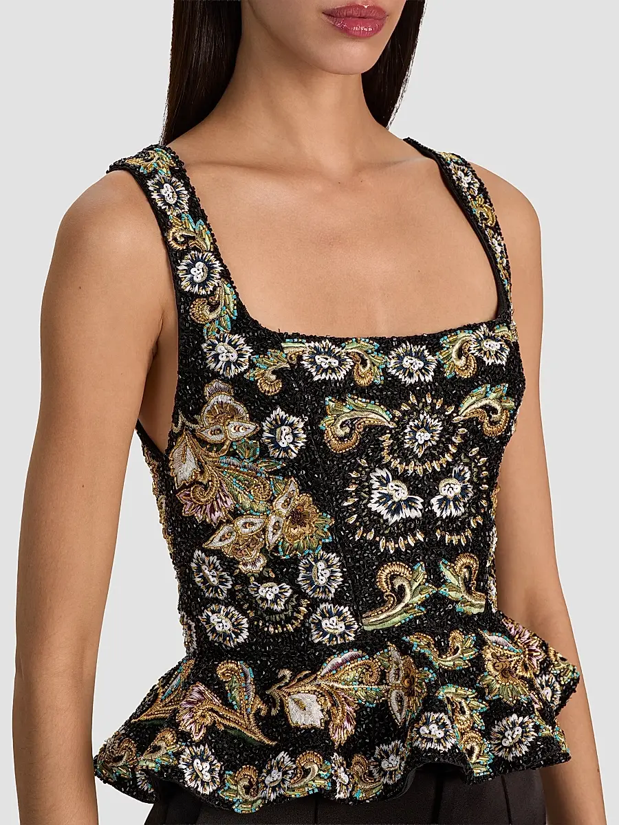 Alice + Olivia Women's Lilianna Embellished Peplum Corset Top | Thumbnail 5 Alice + Olivia Women's Lilianna Embellished Peplum Corset Top | Thumbnail 5