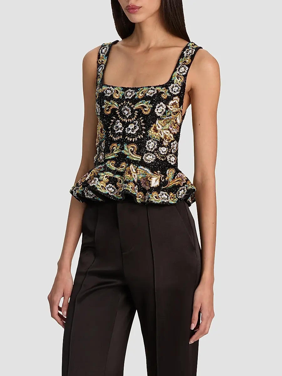 Alice + Olivia Women's Lilianna Embellished Peplum Corset Top | Thumbnail 6 Alice + Olivia Women's Lilianna Embellished Peplum Corset Top | Thumbnail 6