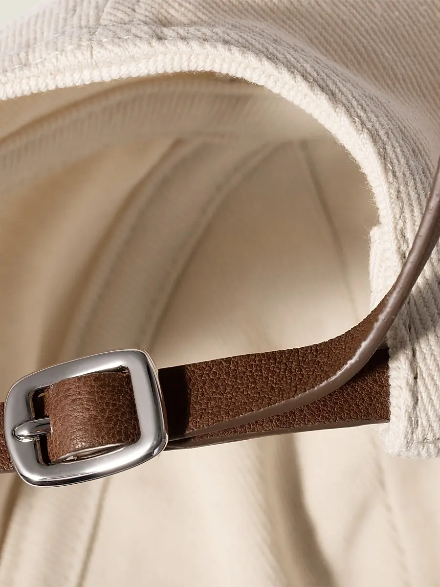 Miu Miu Women's Drill and Nappa Leather Baseball Cap | Thumbnail 3