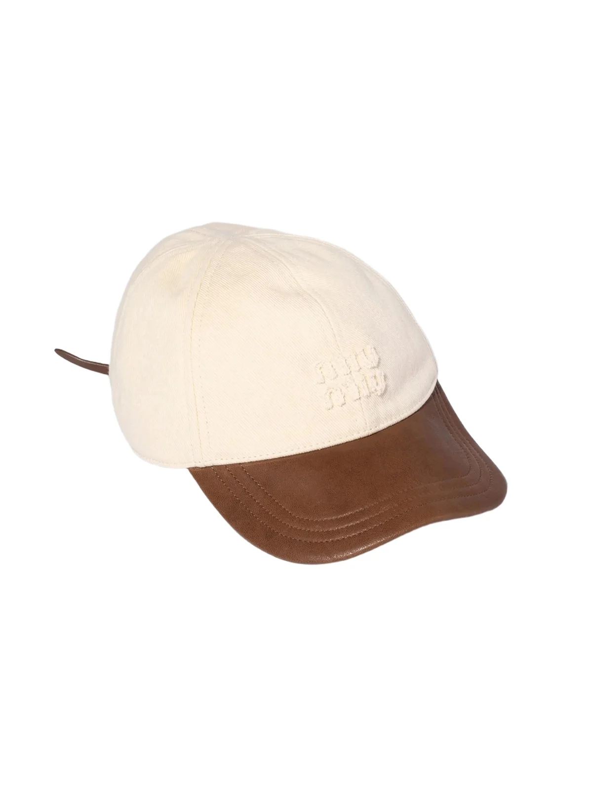 Women's Drill and Nappa Leather Baseball Cap