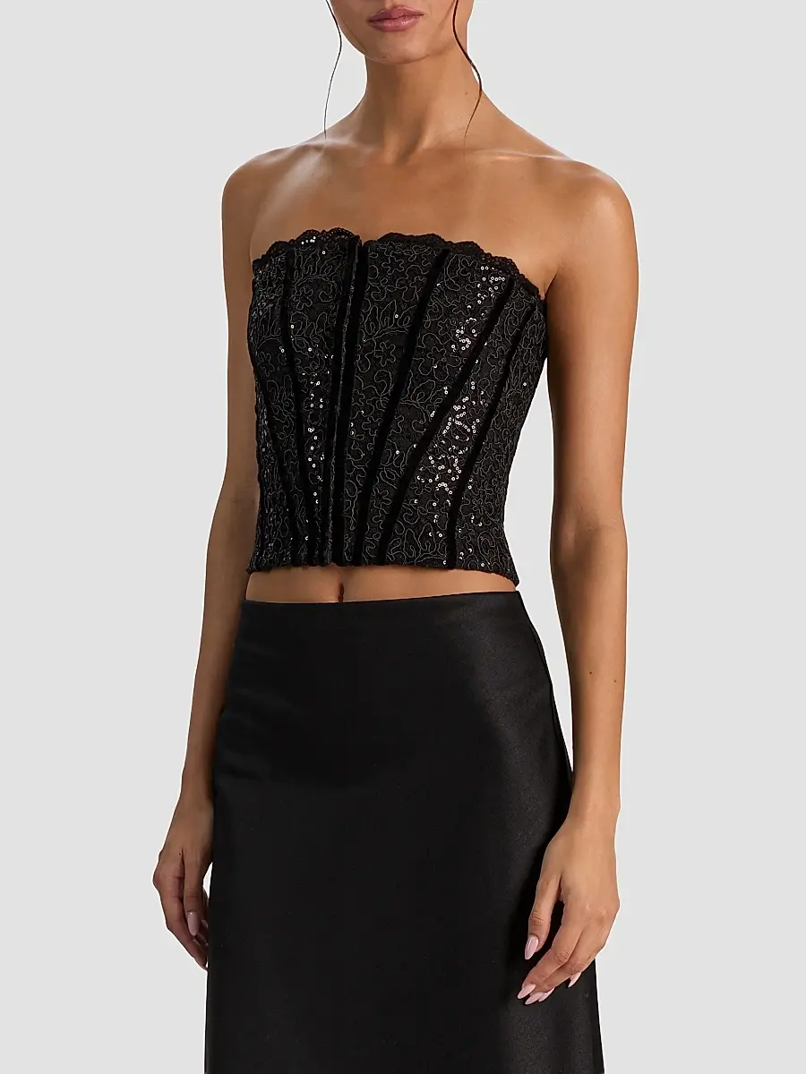 Alice + Olivia Women's Cosette Sequined Strapless Corset | Thumbnail 6 Alice + Olivia Women's Cosette Sequined Strapless Corset | Thumbnail 6