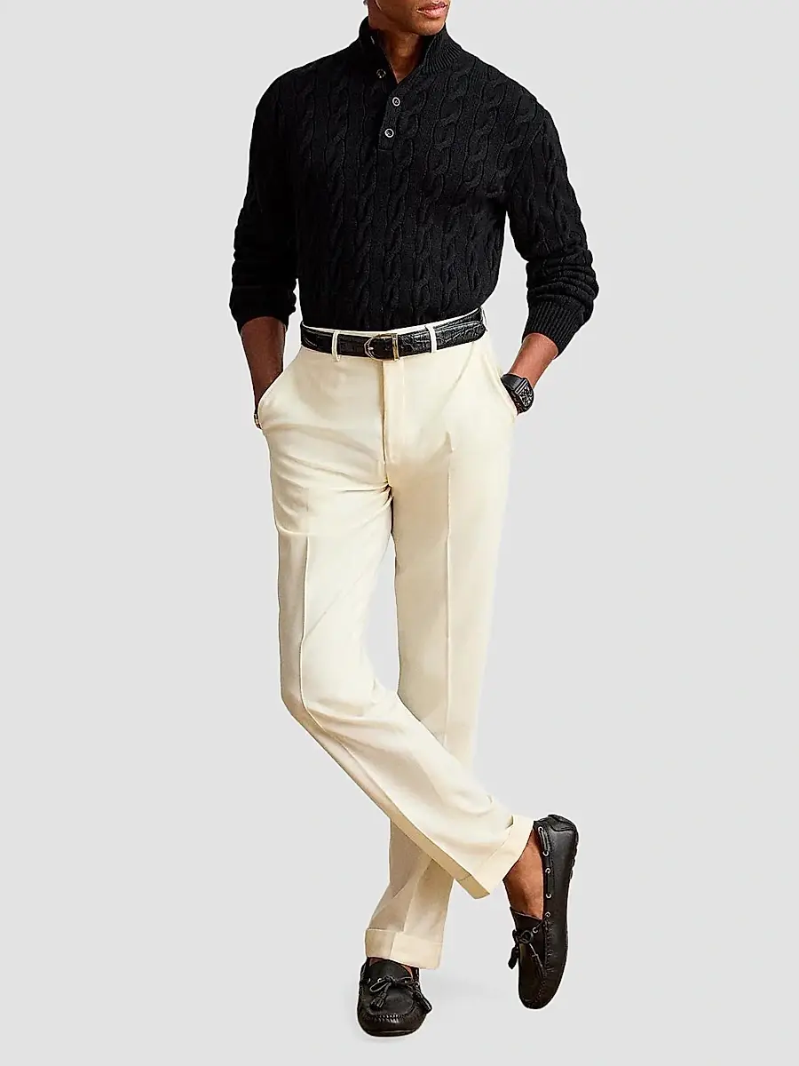 Ralph Lauren Purple Label Men's Cable-Knit Cashmere Sweater | Thumbnail 2 Ralph Lauren Purple Label Men's Cable-Knit Cashmere Sweater | Thumbnail 2