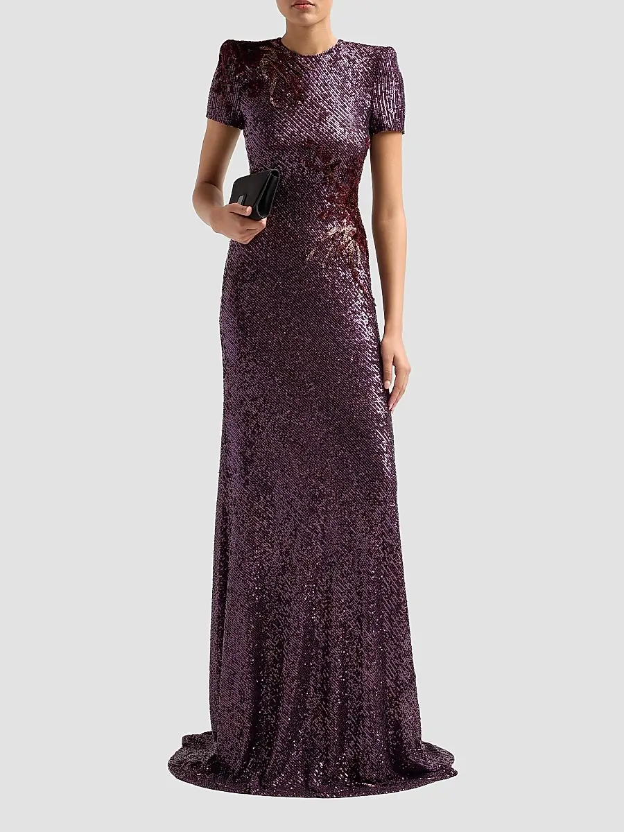 Naeem Khan Women's Sequined Beaded Flower A-Line Gown | Thumbnail 2 Naeem Khan Women's Sequined Beaded Flower A-Line Gown | Thumbnail 2