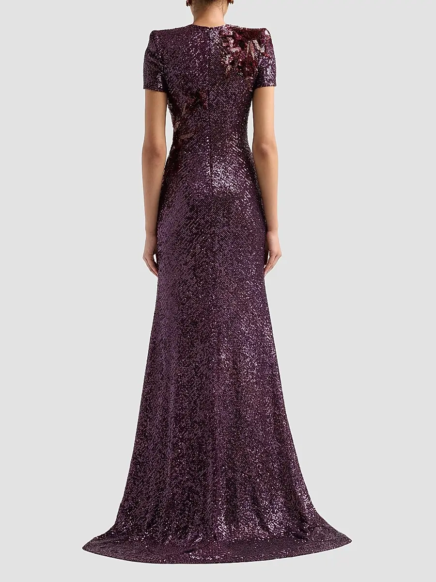Naeem Khan Women's Sequined Beaded Flower A-Line Gown | Thumbnail 3 Naeem Khan Women's Sequined Beaded Flower A-Line Gown | Thumbnail 3