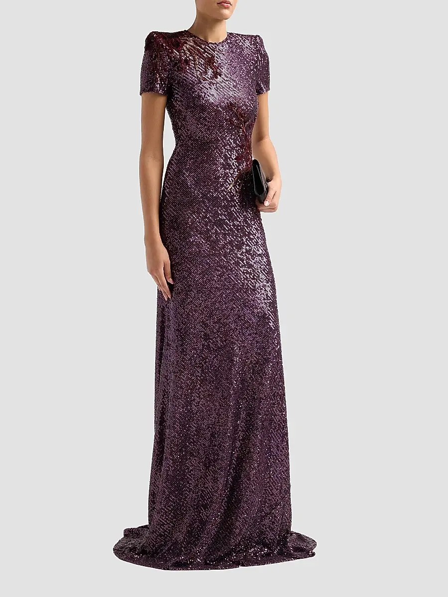 Naeem Khan Women's Sequined Beaded Flower A-Line Gown | Thumbnail 4 Naeem Khan Women's Sequined Beaded Flower A-Line Gown | Thumbnail 4