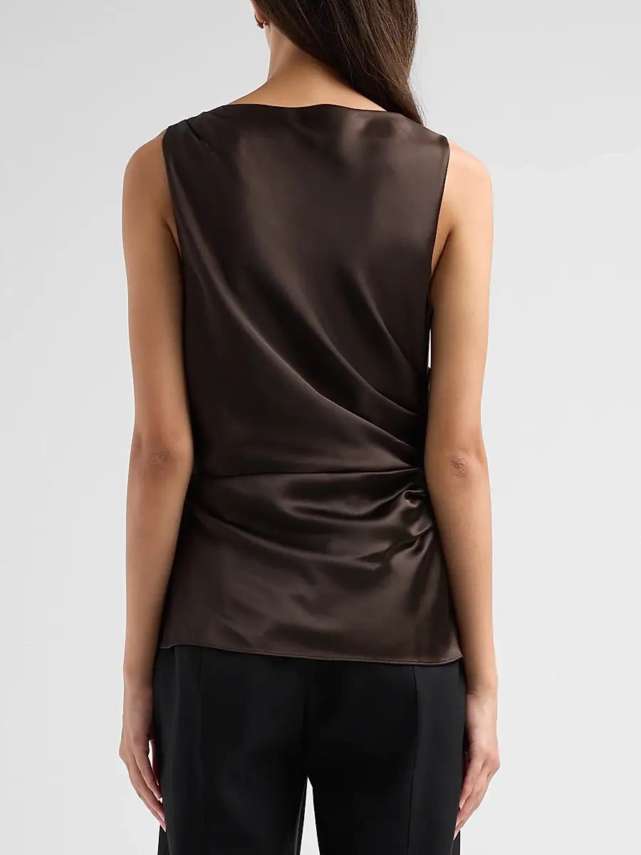 TANYA TAYLOR Women's Sasha Draped Satin Top | Thumbnail 3