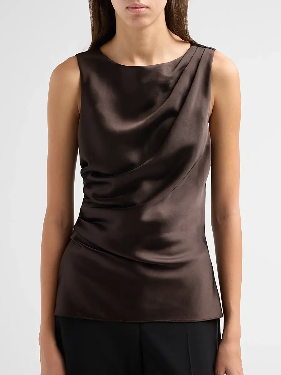 TANYA TAYLOR Women's Sasha Draped Satin Top | Thumbnail 5