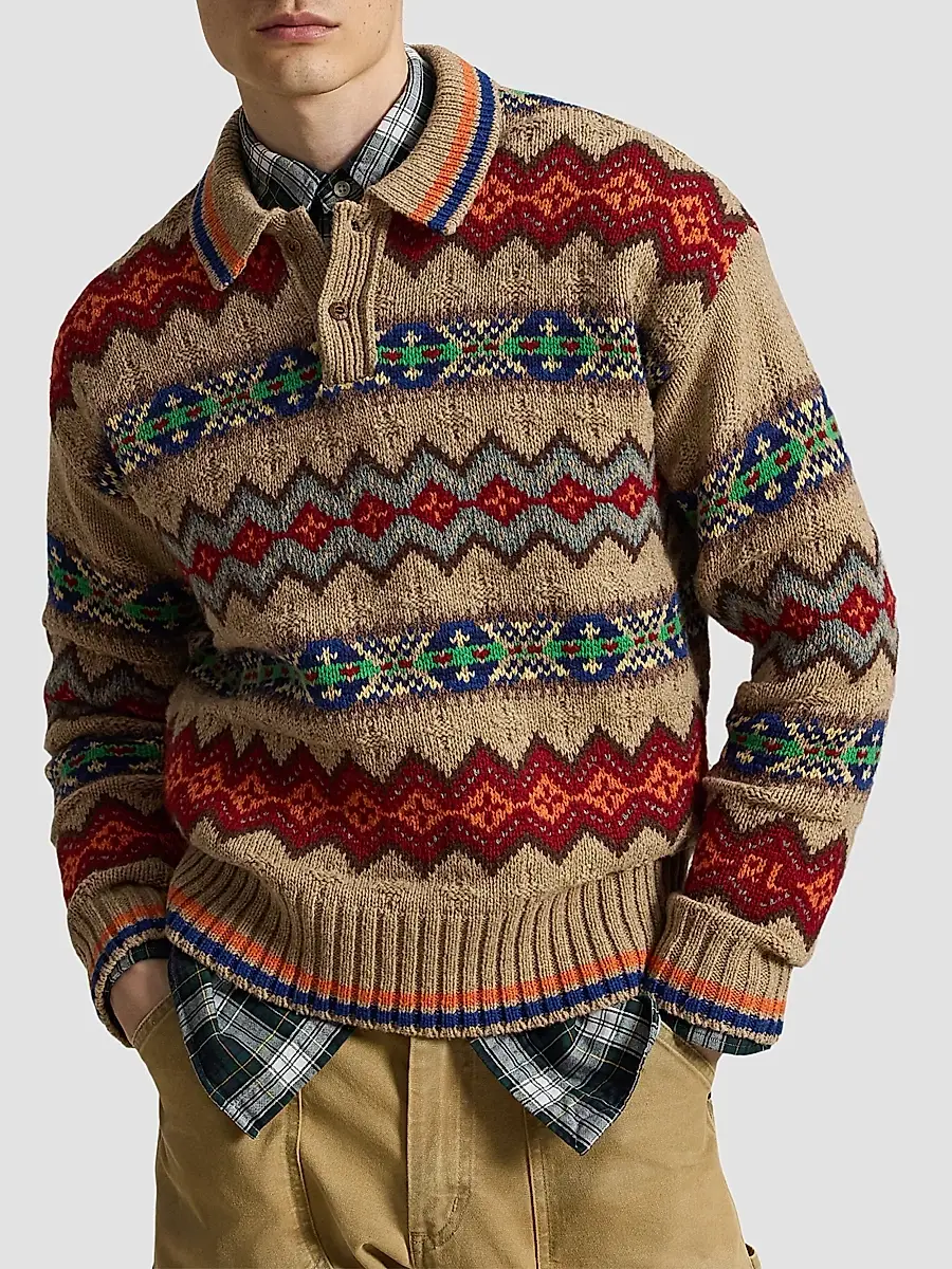 Polo Ralph Lauren Men's Fair Isle Wool-Blend Polo-Collar Sweater | Thumbnail 4 Polo Ralph Lauren Men's Fair Isle Wool-Blend Polo-Collar Sweater | Thumbnail 4