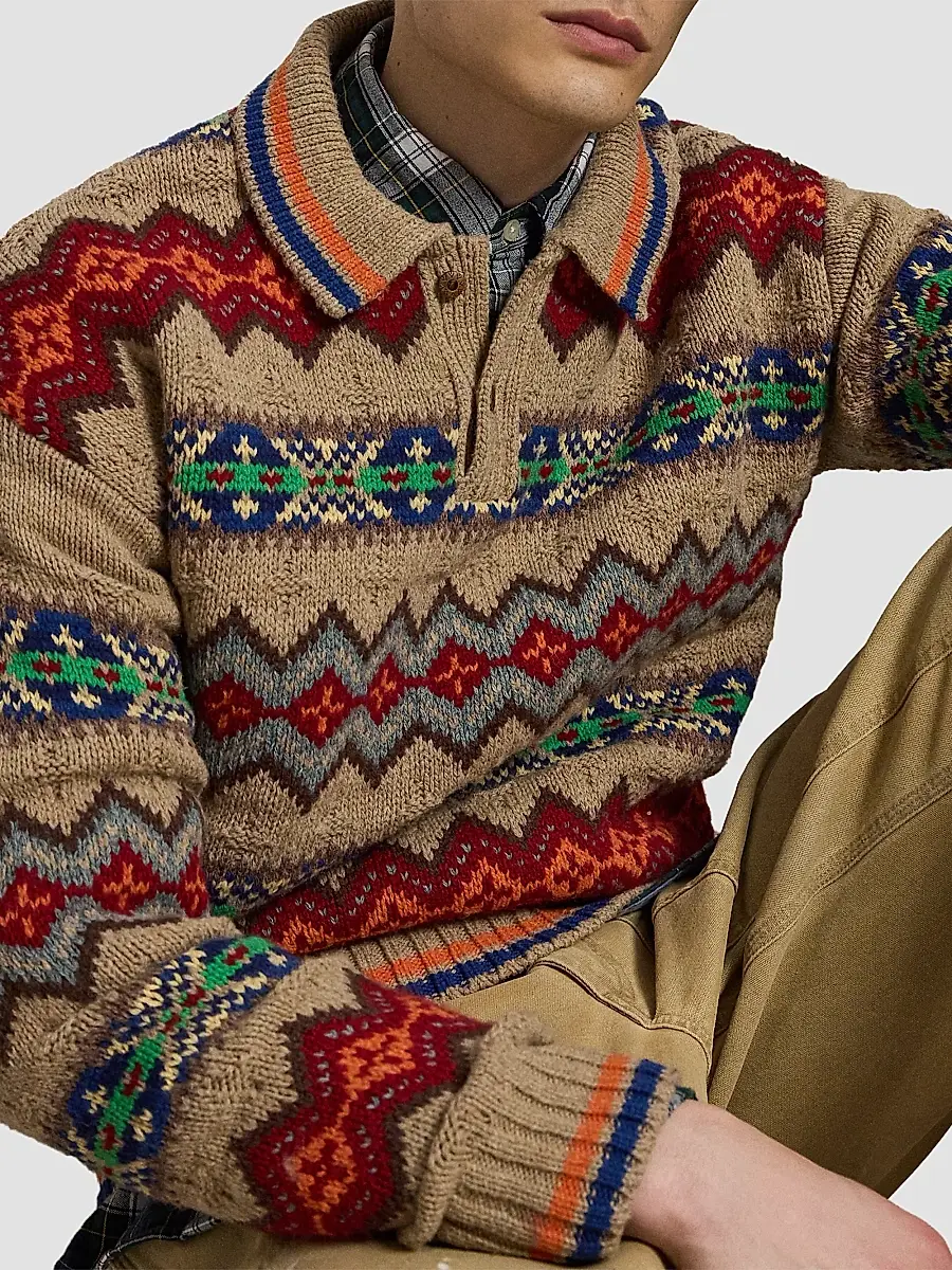 Polo Ralph Lauren Men's Fair Isle Wool-Blend Polo-Collar Sweater | Thumbnail 5 Polo Ralph Lauren Men's Fair Isle Wool-Blend Polo-Collar Sweater | Thumbnail 5