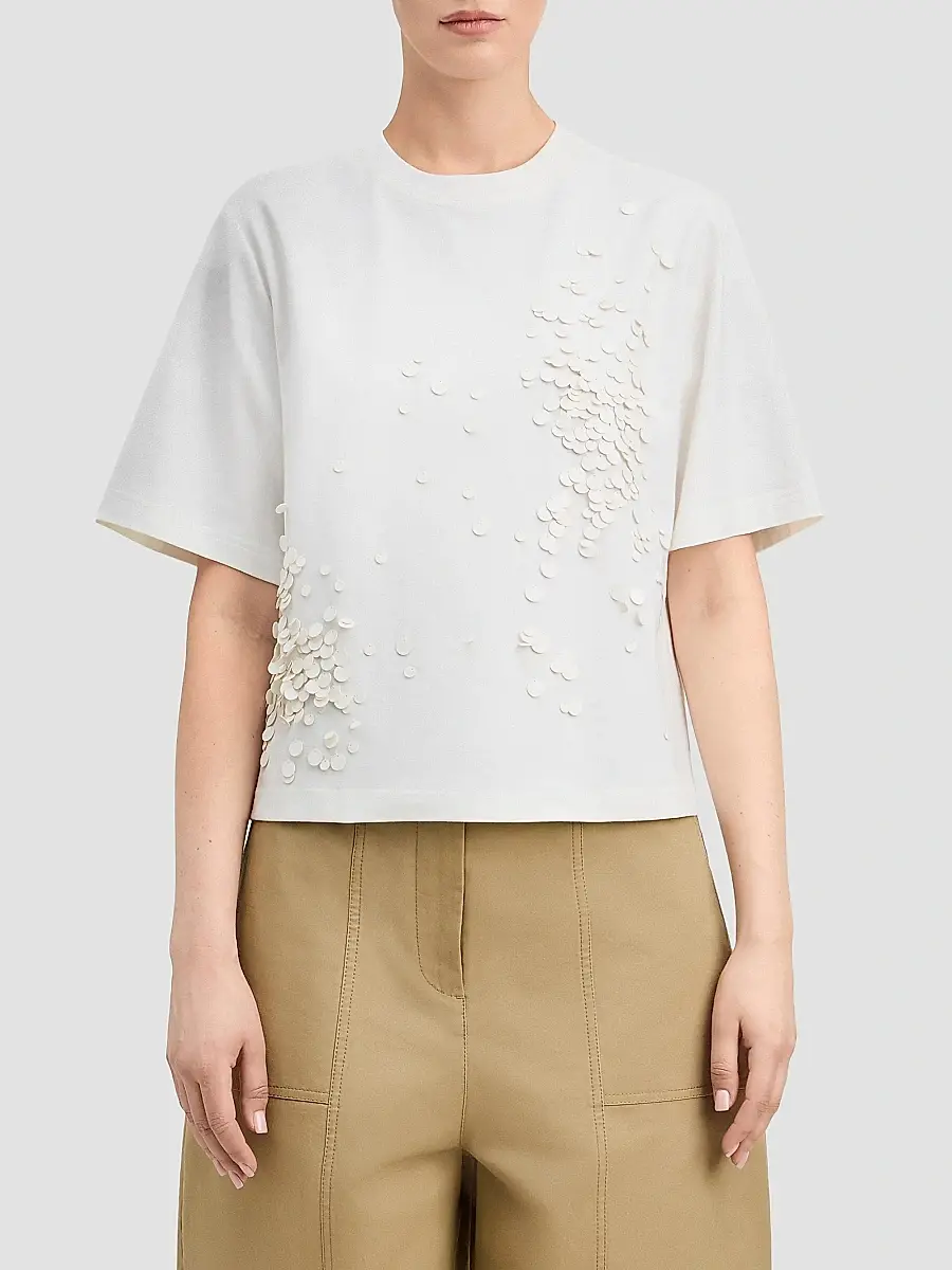 Derek Lam Women's Luke Paillette Heavyweight Jersey T-Shirt | Thumbnail 4 Derek Lam Women's Luke Paillette Heavyweight Jersey T-Shirt | Thumbnail 4