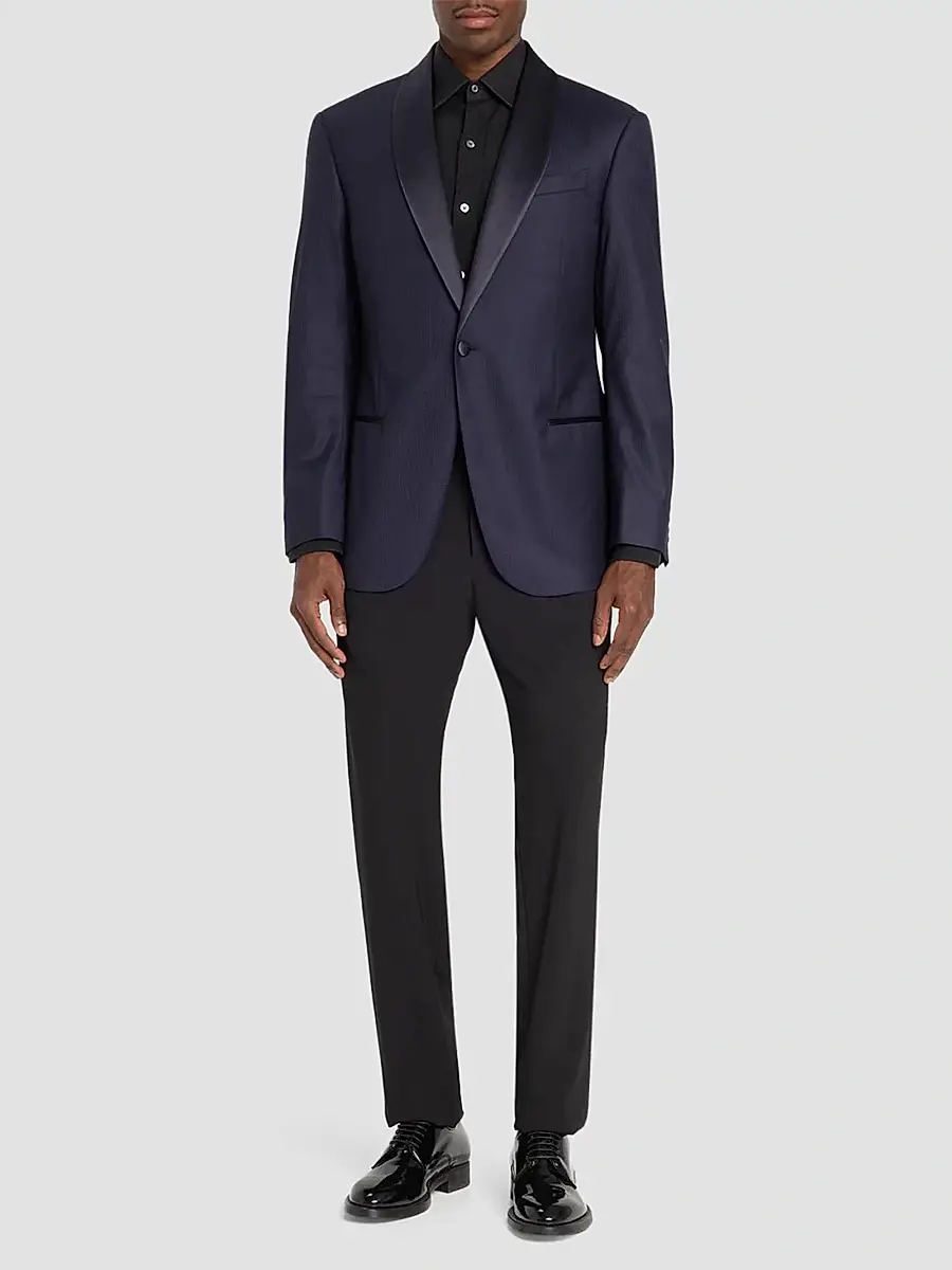 Emporio Armani Men's Textured Wool Dinner Jacket | Thumbnail 2 Emporio Armani Men's Textured Wool Dinner Jacket | Thumbnail 2