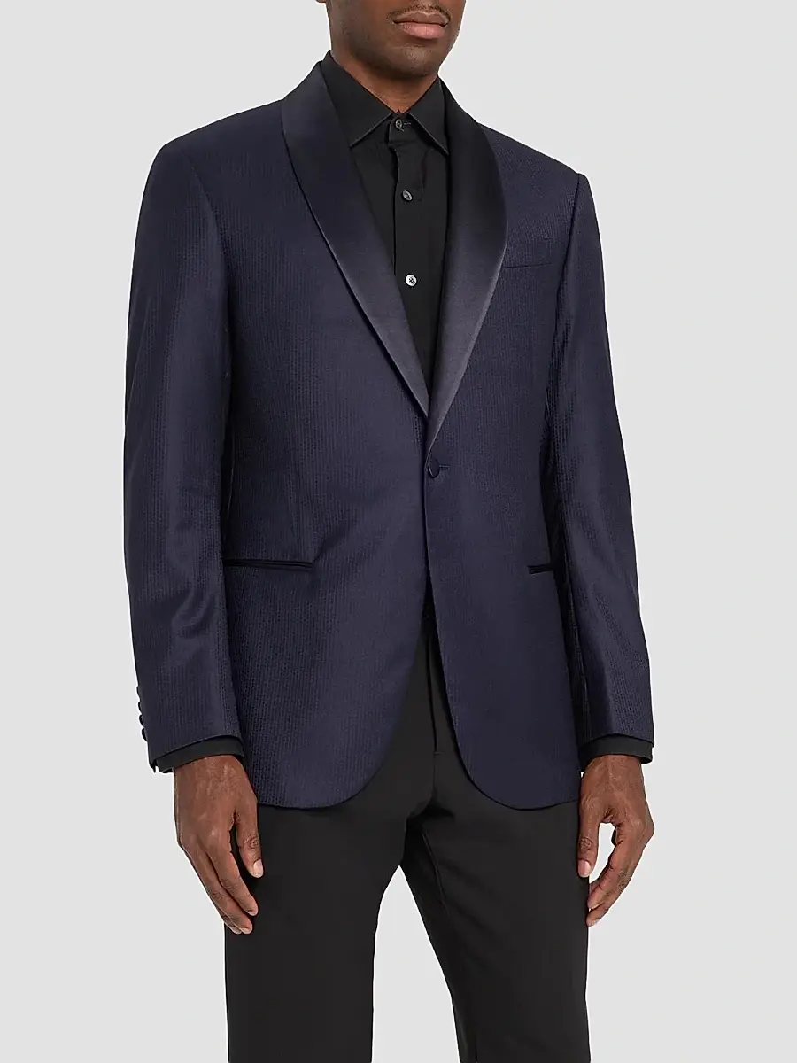 Emporio Armani Men's Textured Wool Dinner Jacket | Thumbnail 4 Emporio Armani Men's Textured Wool Dinner Jacket | Thumbnail 4