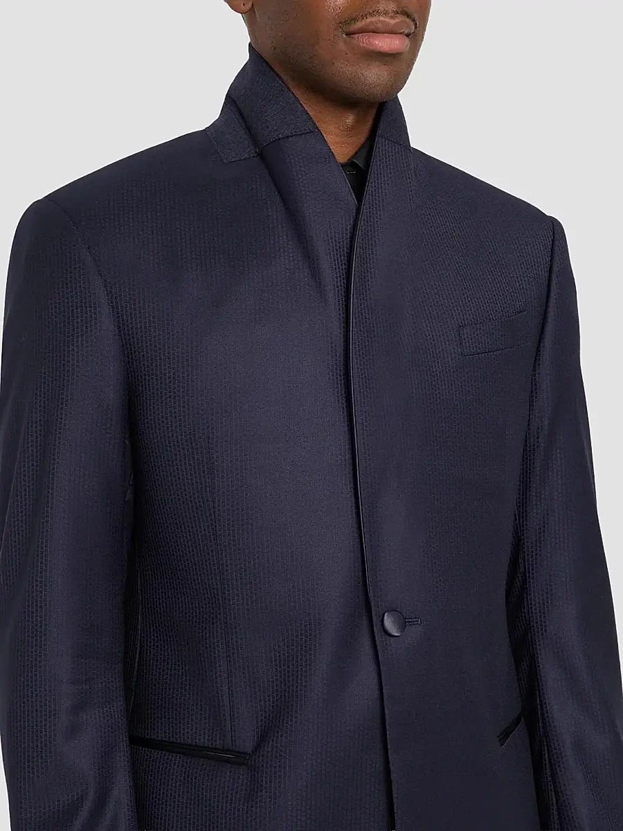 Emporio Armani Men's Textured Wool Dinner Jacket | Thumbnail 6 Emporio Armani Men's Textured Wool Dinner Jacket | Thumbnail 6