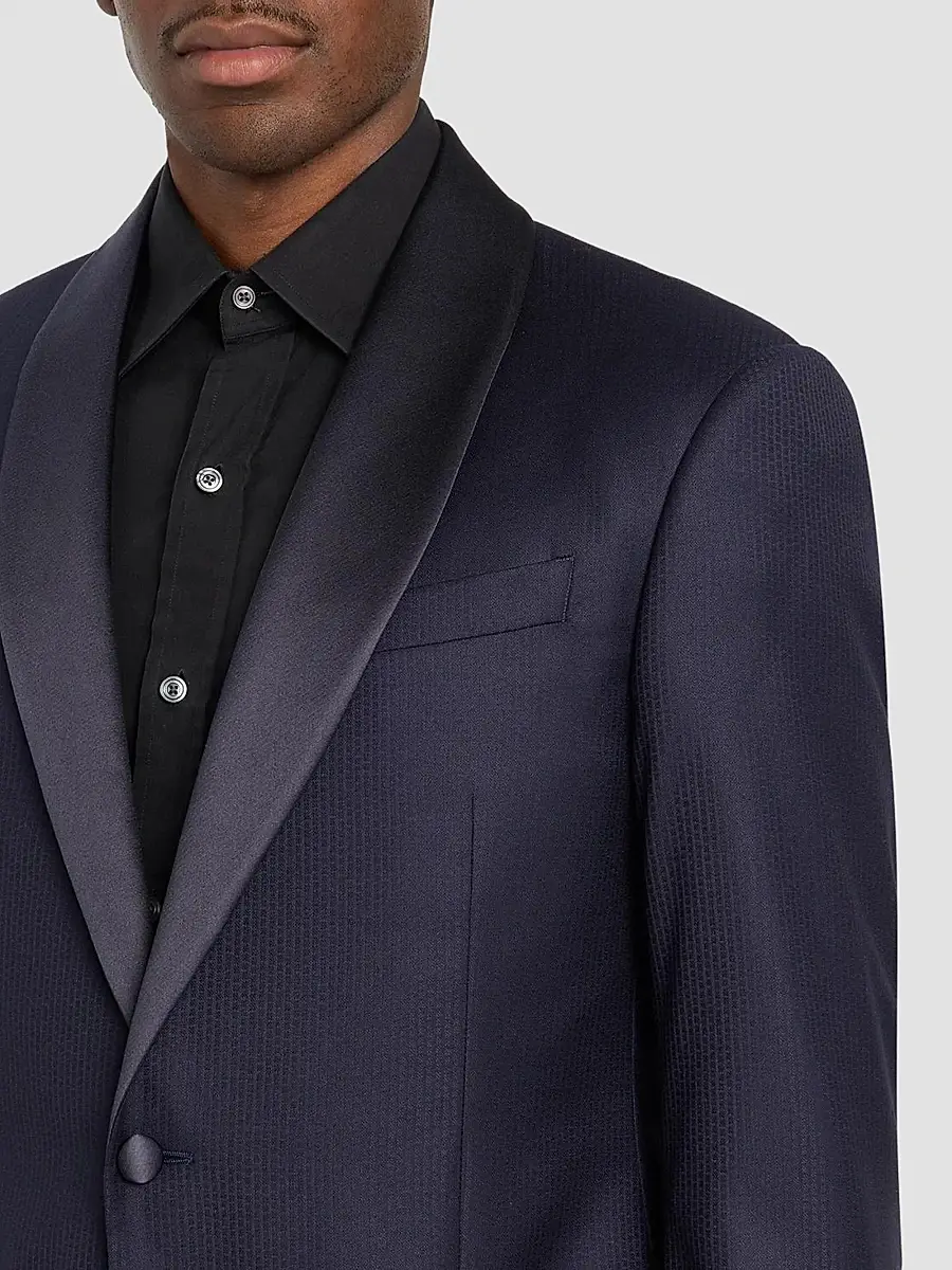 Emporio Armani Men's Textured Wool Dinner Jacket | Thumbnail 8 Emporio Armani Men's Textured Wool Dinner Jacket | Thumbnail 8