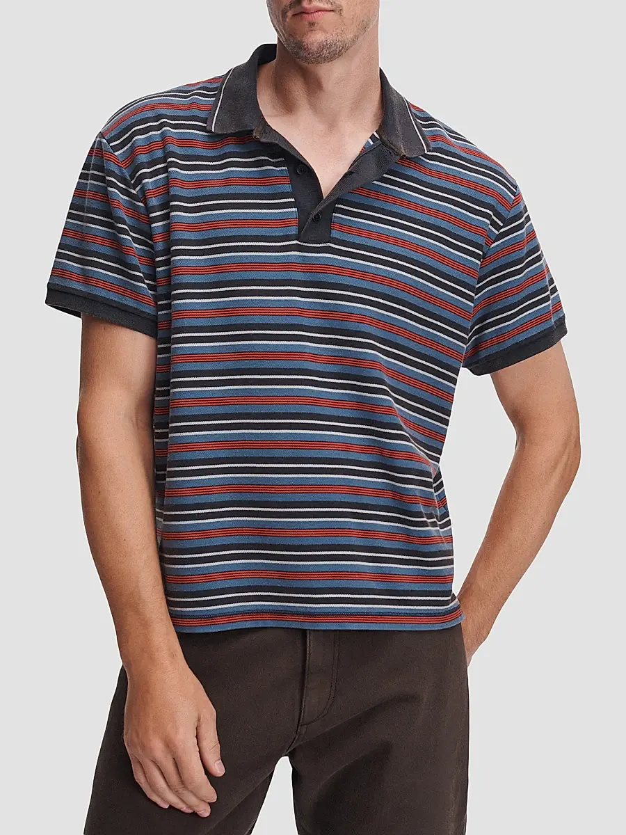 rag & bone Men's Striped Cotton Piqué Polo Shirt | Thumbnail 4 rag & bone Men's Striped Cotton Piqué Polo Shirt | Thumbnail 4