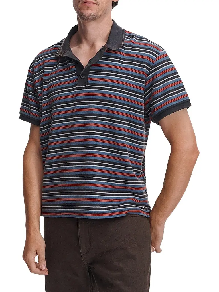 rag & bone Men's Striped Cotton Piqué Polo Shirt