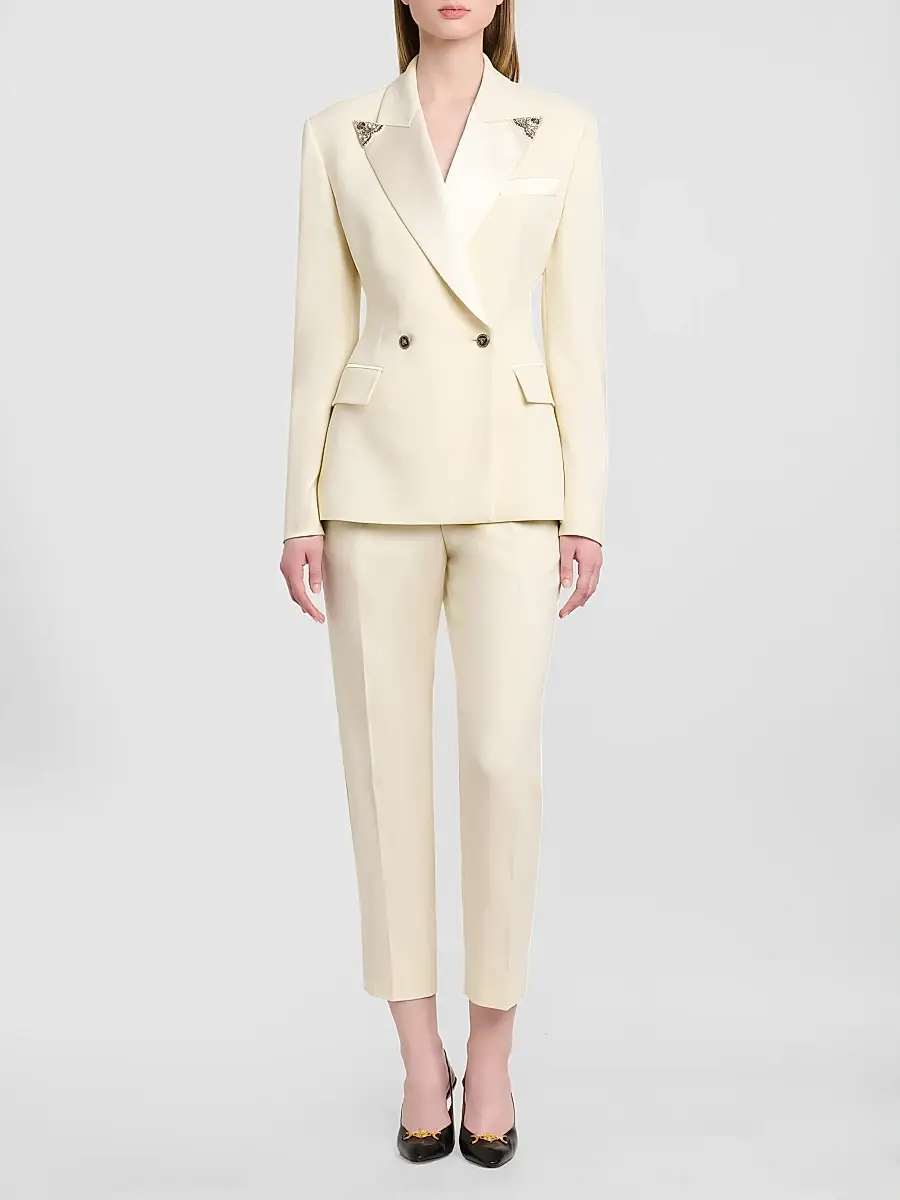 Versace Women's Embroidered Tip Double-Breasted Blazer | Thumbnail 2 Versace Women's Embroidered Tip Double-Breasted Blazer | Thumbnail 2