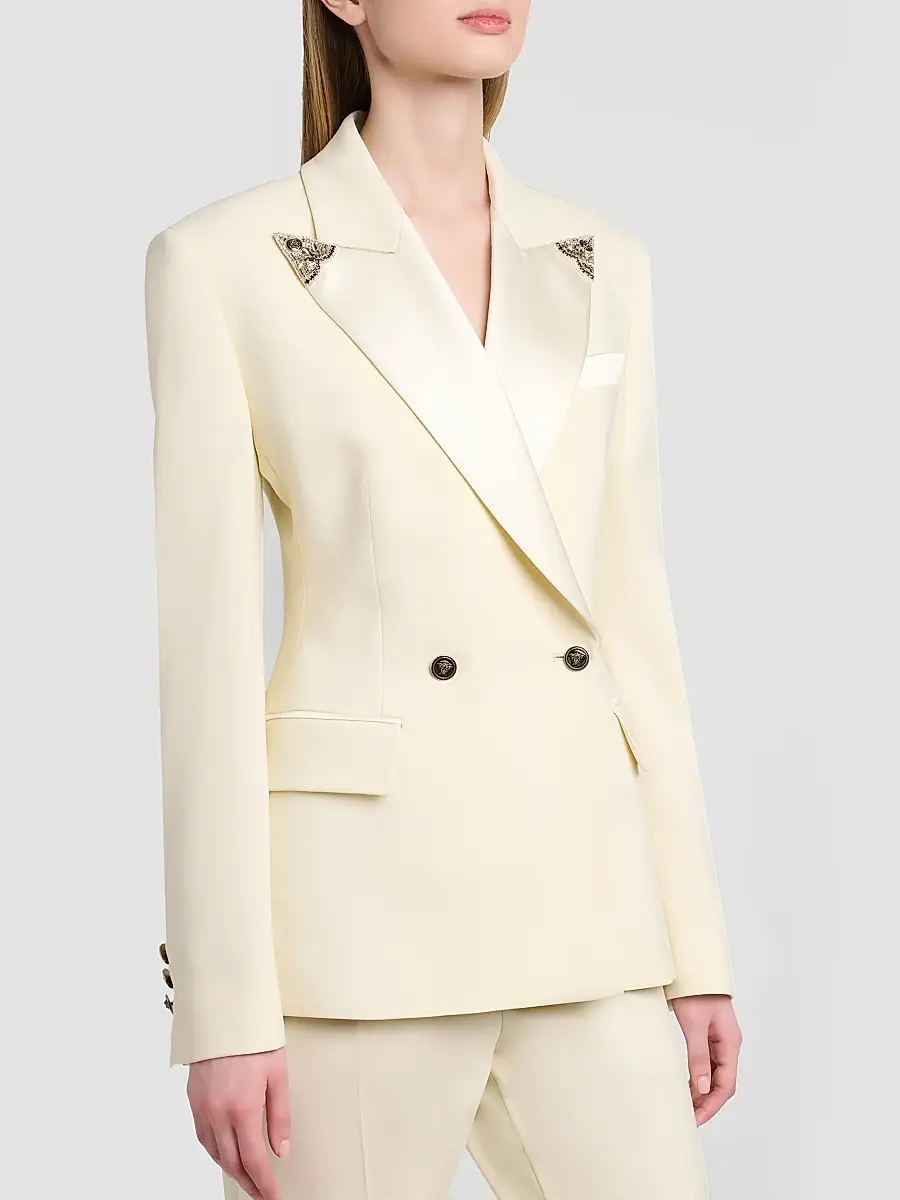 Versace Women's Embroidered Tip Double-Breasted Blazer | Thumbnail 5 Versace Women's Embroidered Tip Double-Breasted Blazer | Thumbnail 5