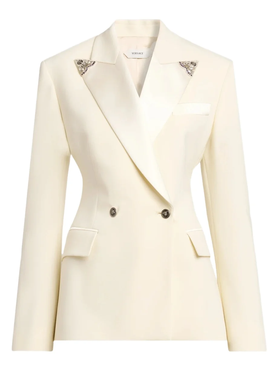 Versace Women's Embroidered Tip Double-Breasted Blazer