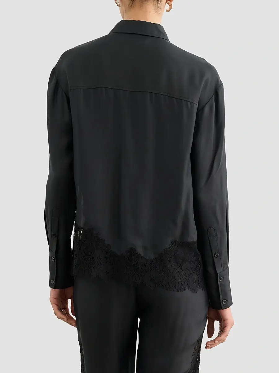 Toccin Women's Toni Lace-Hem Satin Shirt | Thumbnail 3 Toccin Women's Toni Lace-Hem Satin Shirt | Thumbnail 3