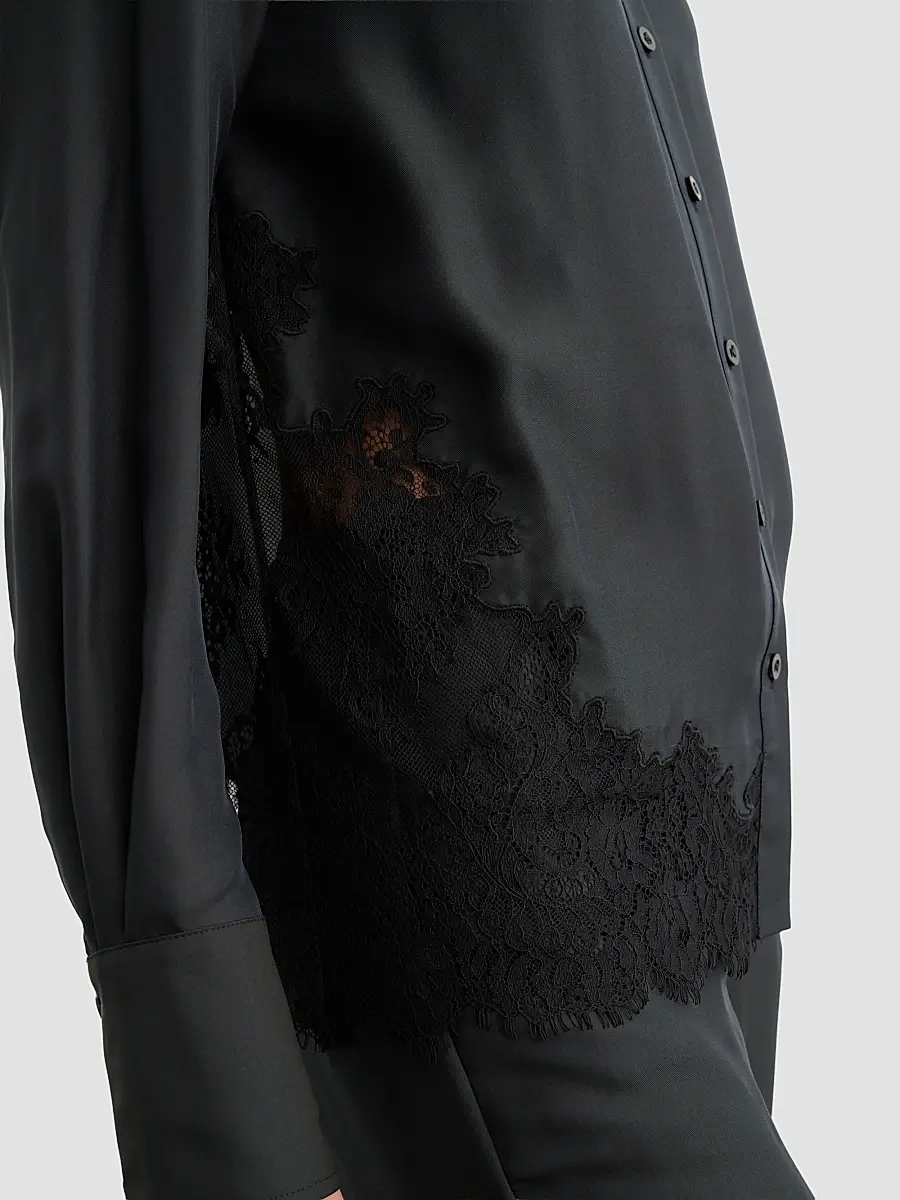 Toccin Women's Toni Lace-Hem Satin Shirt | Thumbnail 6 Toccin Women's Toni Lace-Hem Satin Shirt | Thumbnail 6