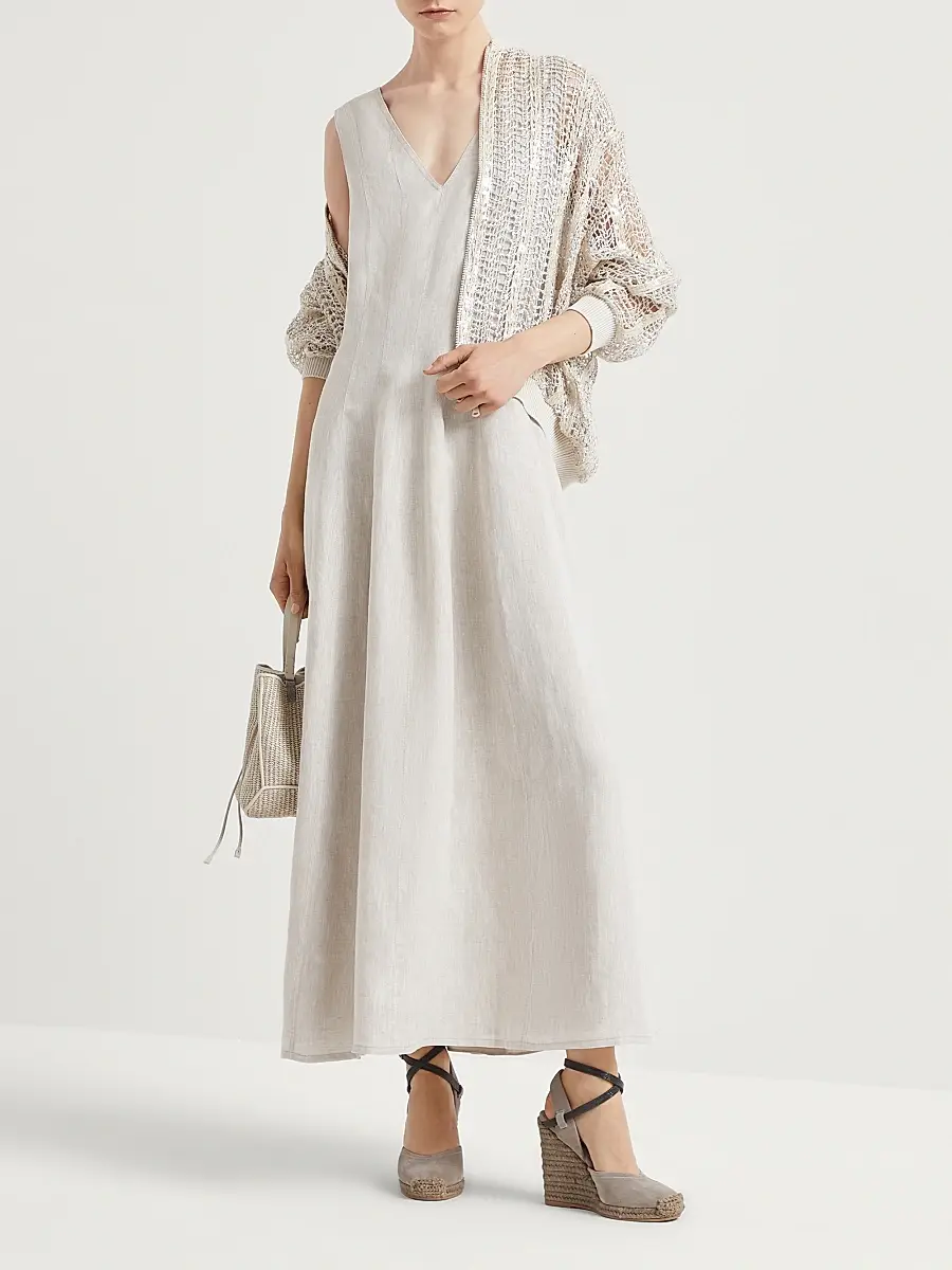 Brunello Cucinelli Women's Dazzling Striped Net Embroidery Bomber Jacket | Thumbnail 6 Brunello Cucinelli Women's Dazzling Striped Net Embroidery Bomber Jacket | Thumbnail 6