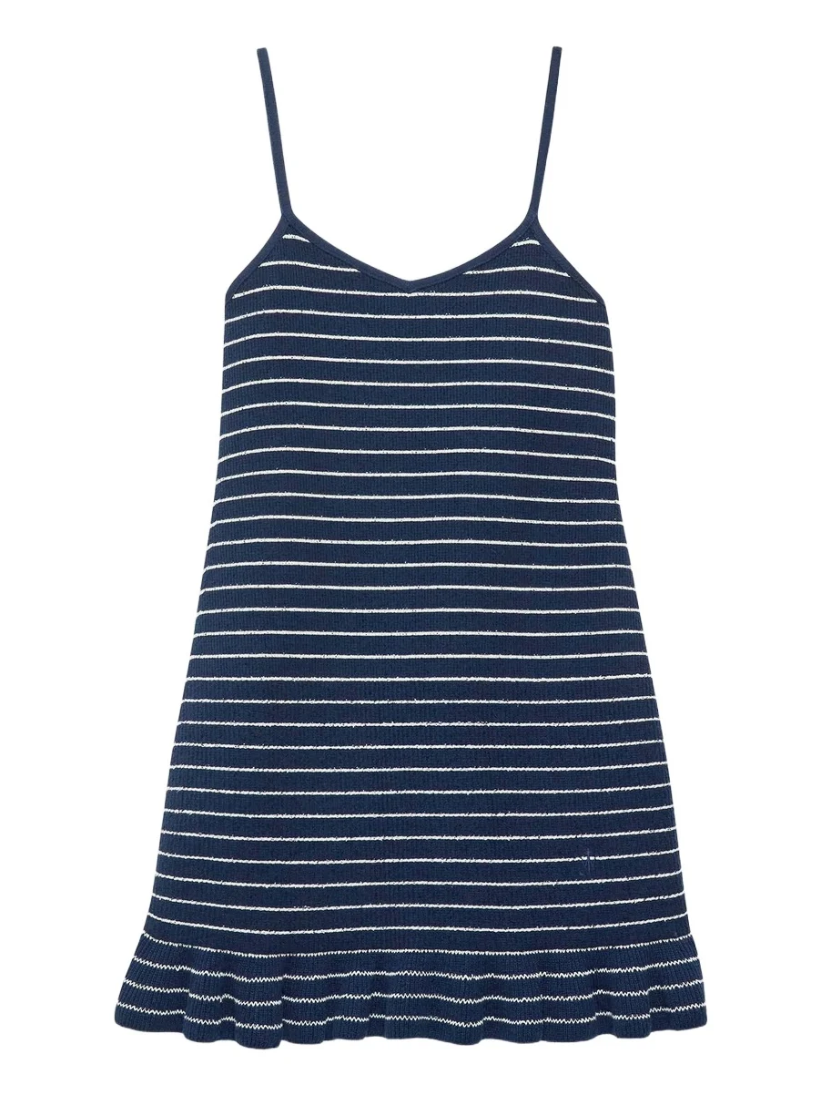 Women's Striped Cotton-Blend A-Line Mini Dress