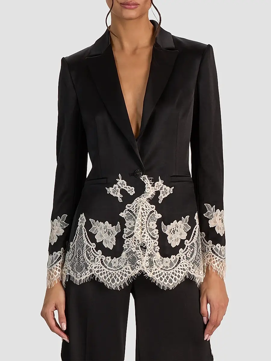 Alice + Olivia Women's Breann Floral-Embroidered Blazer | Thumbnail 3 Alice + Olivia Women's Breann Floral-Embroidered Blazer | Thumbnail 3
