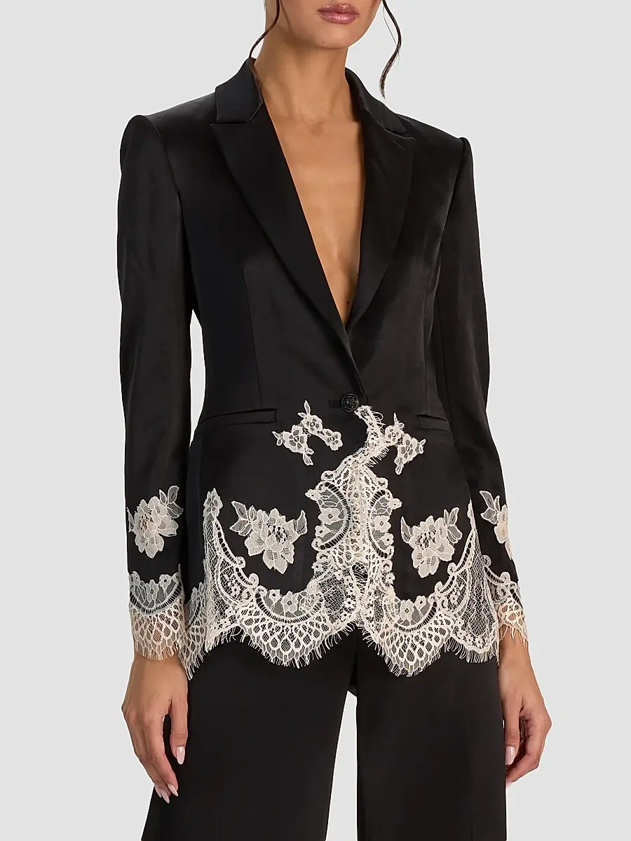 Alice + Olivia Women's Breann Floral-Embroidered Blazer | Thumbnail 5 Alice + Olivia Women's Breann Floral-Embroidered Blazer | Thumbnail 5