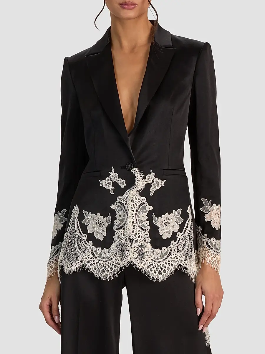Alice + Olivia Women's Breann Floral-Embroidered Blazer | Thumbnail 6 Alice + Olivia Women's Breann Floral-Embroidered Blazer | Thumbnail 6