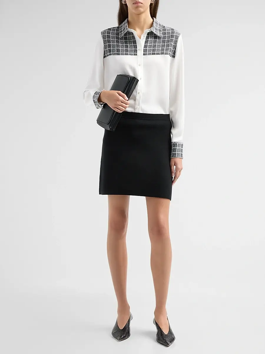Misook Women's Plaid Crepe de Chine Blouse | Thumbnail 2 Misook Women's Plaid Crepe de Chine Blouse | Thumbnail 2