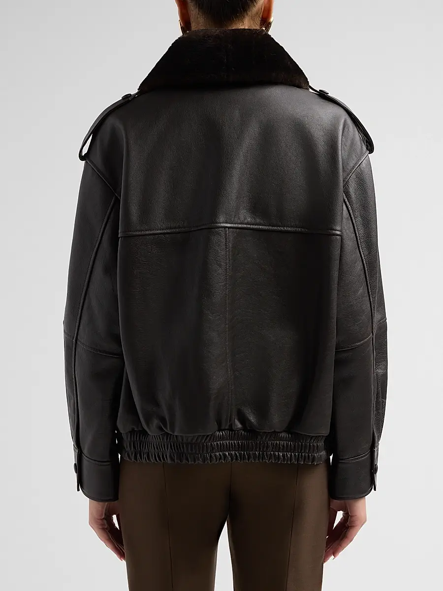 Loulou de Saison Women's Russo Leather Military Jacket | Thumbnail 3 Loulou de Saison Women's Russo Leather Military Jacket | Thumbnail 3