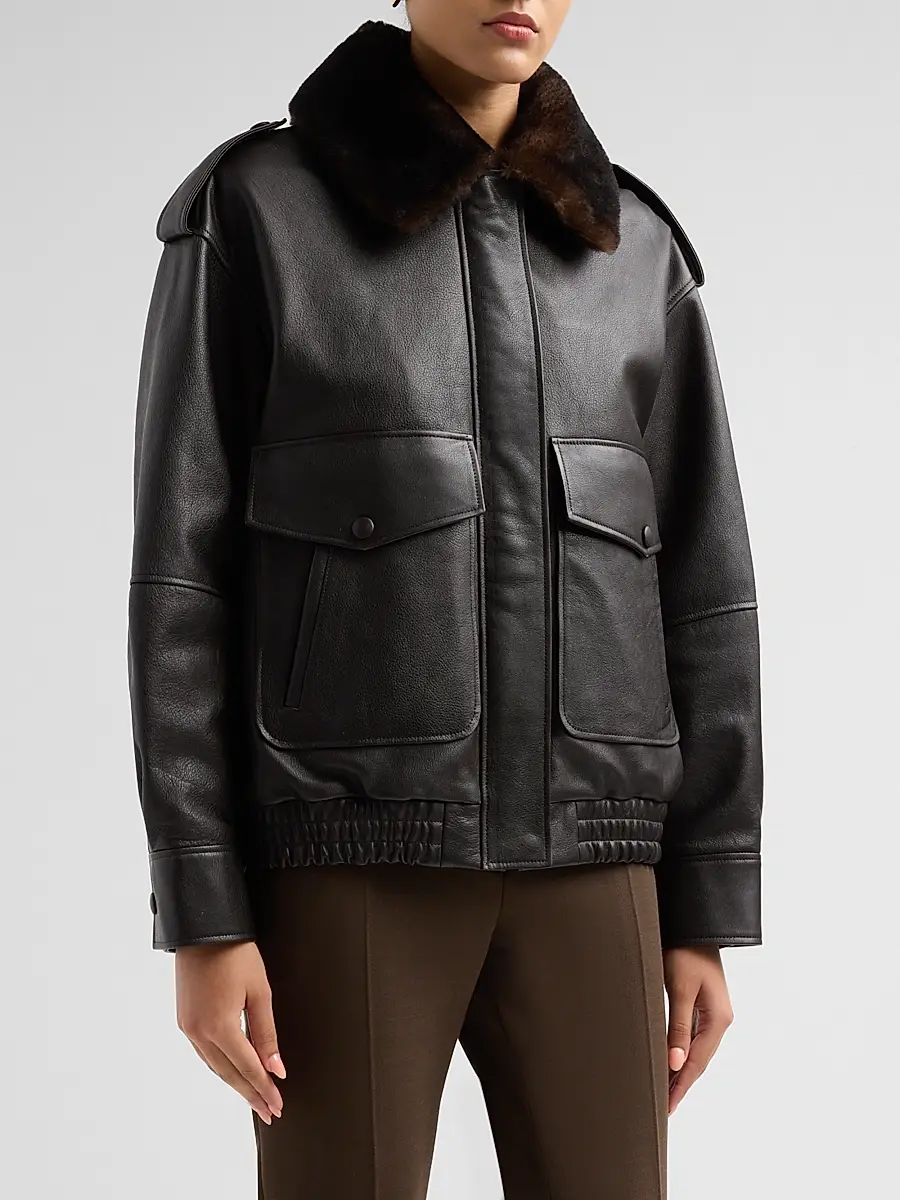 Loulou de Saison Women's Russo Leather Military Jacket | Thumbnail 4 Loulou de Saison Women's Russo Leather Military Jacket | Thumbnail 4