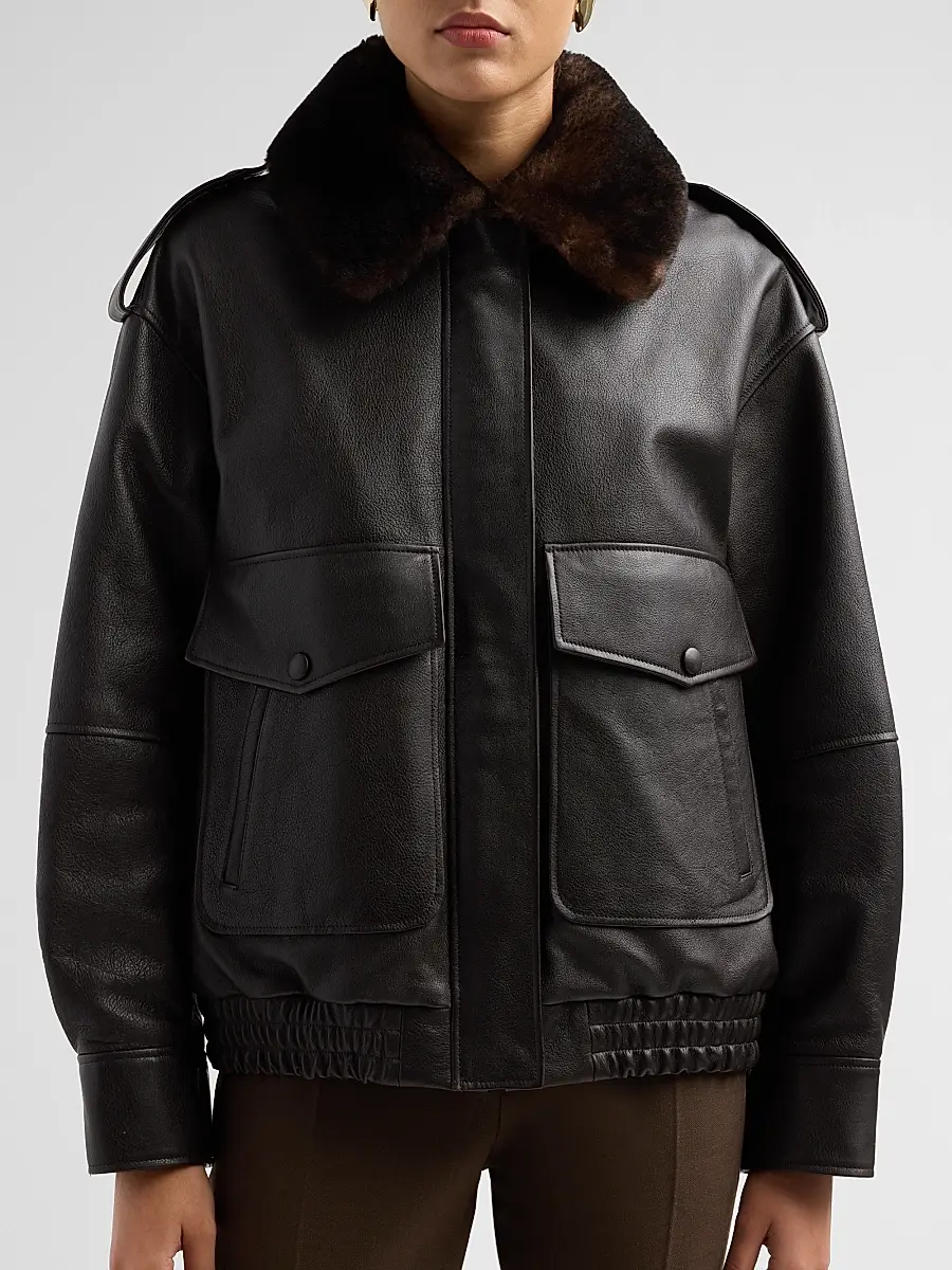 Loulou de Saison Women's Russo Leather Military Jacket | Thumbnail 5 Loulou de Saison Women's Russo Leather Military Jacket | Thumbnail 5