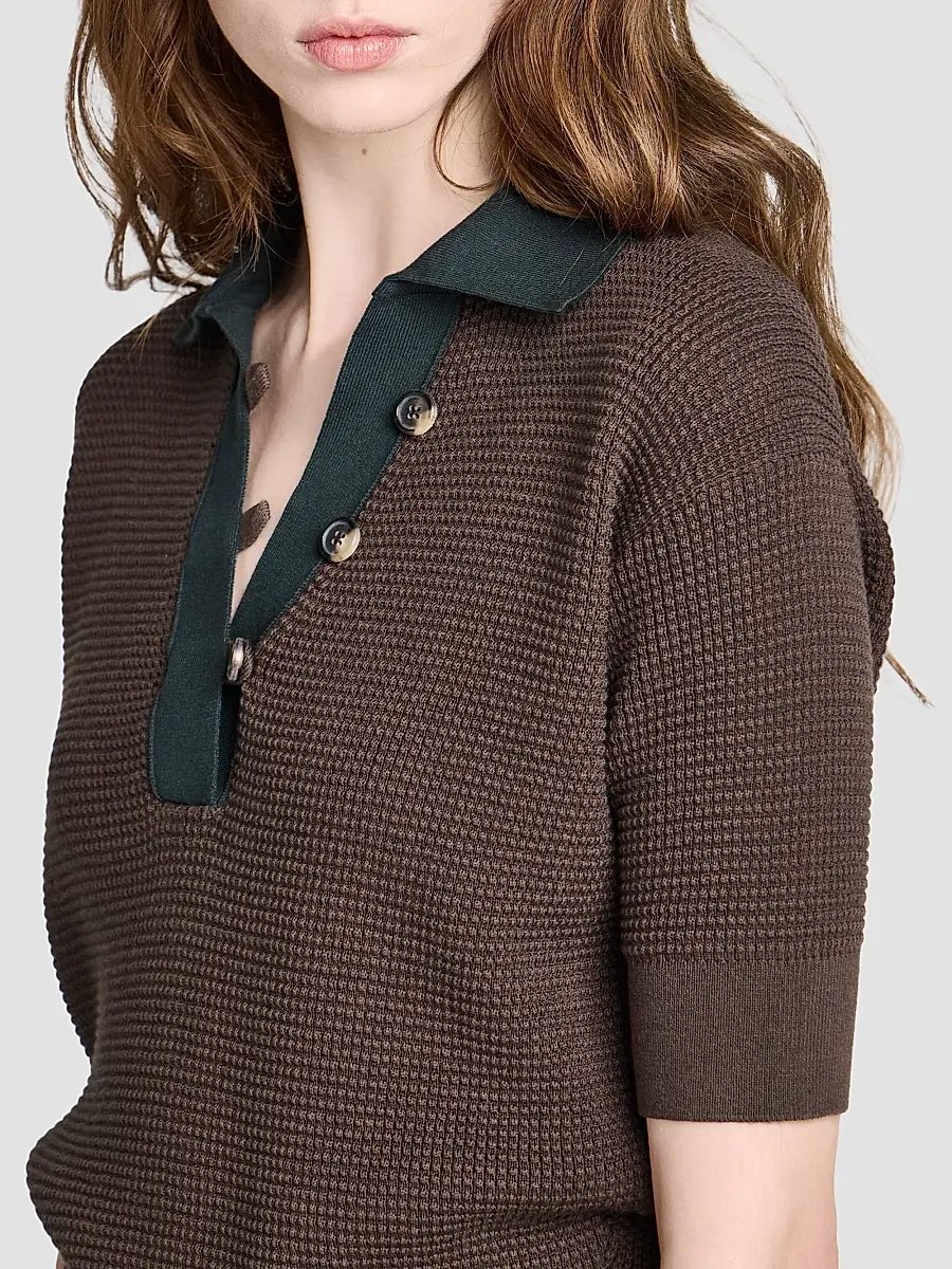 JW Anderson Women's Textured Cotton-Blend Polo Sweater | Thumbnail 4