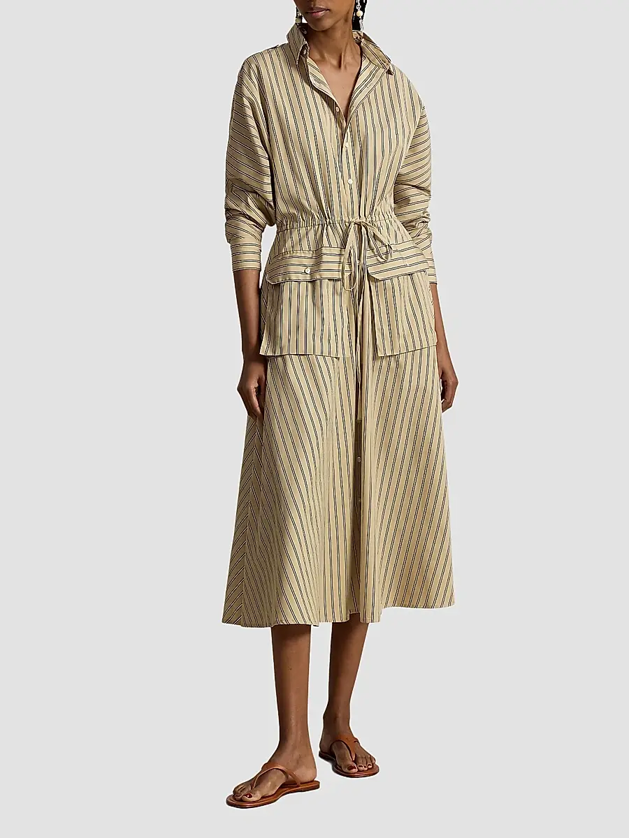 Polo Ralph Lauren Women's Striped Cotton Canvas Utility Shirtdress | Thumbnail 2 Polo Ralph Lauren Women's Striped Cotton Canvas Utility Shirtdress | Thumbnail 2