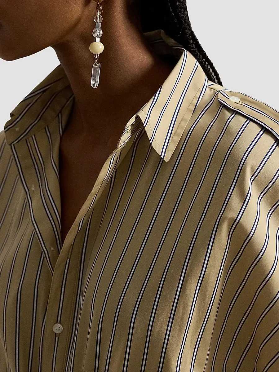 Polo Ralph Lauren Women's Striped Cotton Canvas Utility Shirtdress | Thumbnail 4 Polo Ralph Lauren Women's Striped Cotton Canvas Utility Shirtdress | Thumbnail 4