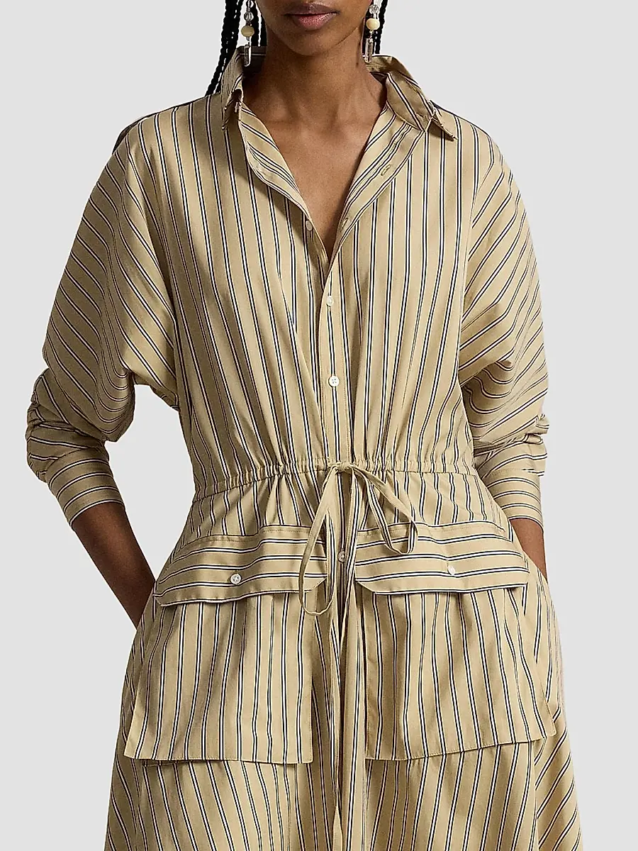 Polo Ralph Lauren Women's Striped Cotton Canvas Utility Shirtdress | Thumbnail 5 Polo Ralph Lauren Women's Striped Cotton Canvas Utility Shirtdress | Thumbnail 5