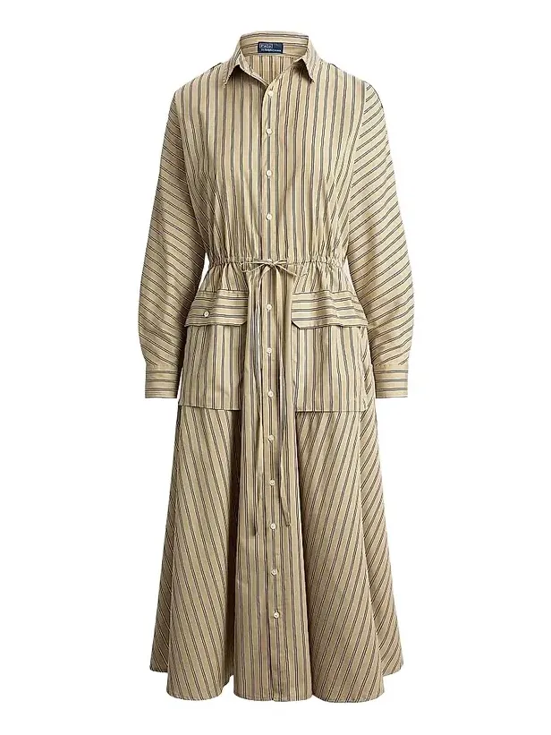 Polo Ralph Lauren Women's Striped Cotton Canvas Utility Shirtdress