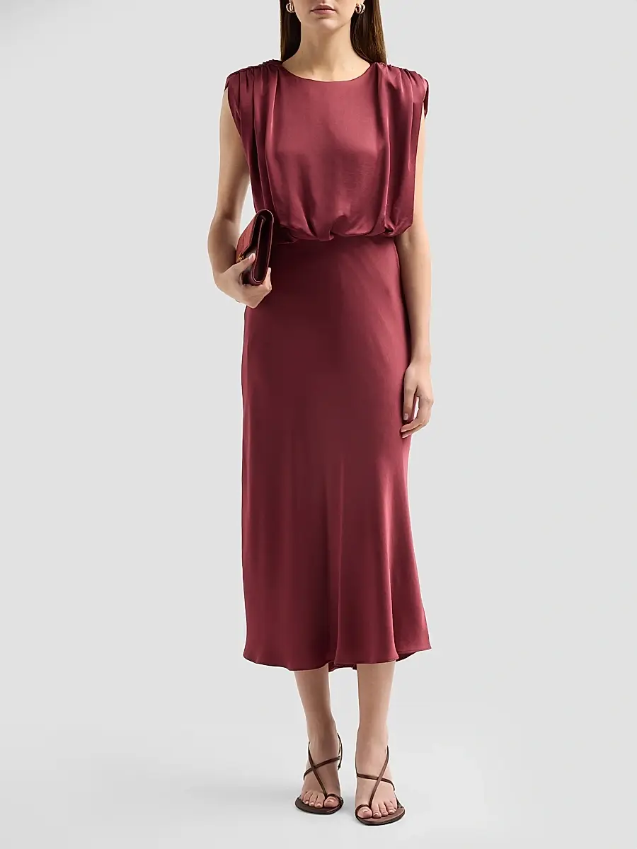 Toccin Women's Flora Satin Blouson Midi Dress | Thumbnail 2 Toccin Women's Flora Satin Blouson Midi Dress | Thumbnail 2