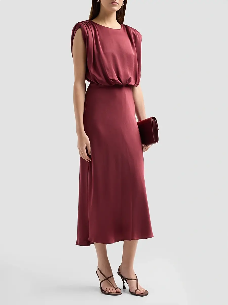 Toccin Women's Flora Satin Blouson Midi Dress | Thumbnail 4 Toccin Women's Flora Satin Blouson Midi Dress | Thumbnail 4