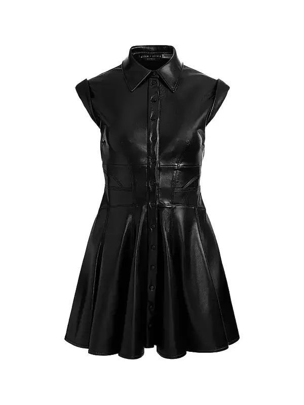 Women's Kim Faux-Leather Mini Shirtdress