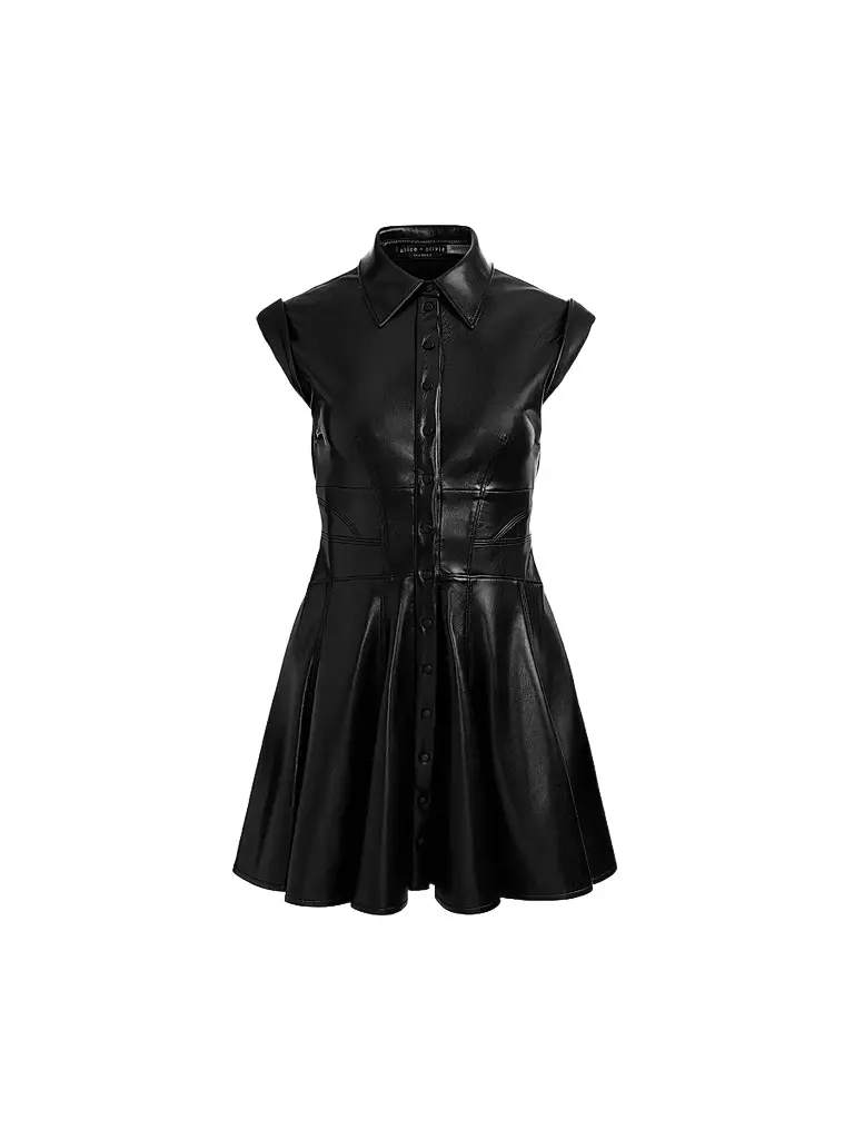 Alice + Olivia Women's Kim Faux-Leather Mini Shirtdress