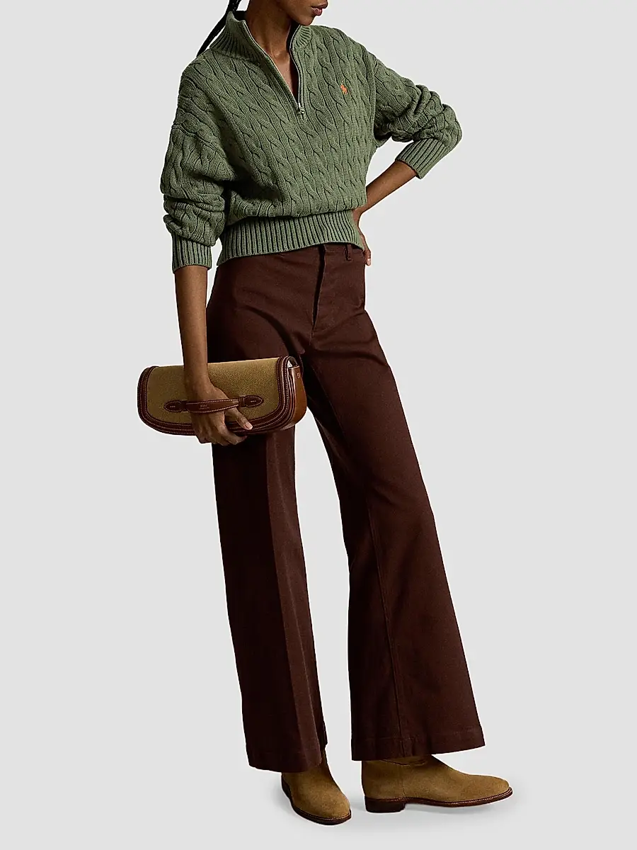 Polo Ralph Lauren Women's Cable-Knit Cotton Quarter-Zip Sweater | Thumbnail 2