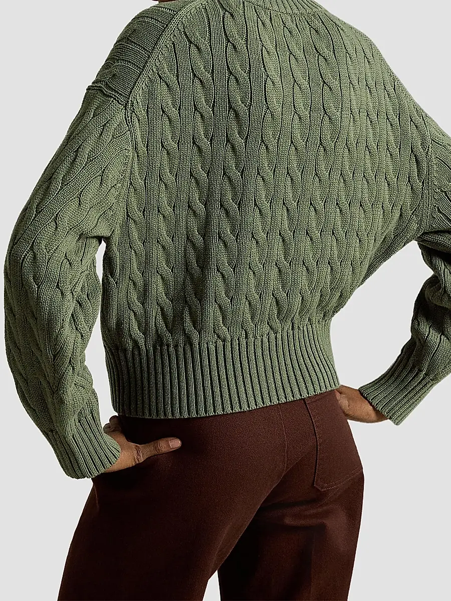 Polo Ralph Lauren Women's Cable-Knit Cotton Quarter-Zip Sweater | Thumbnail 3