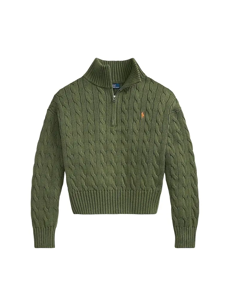 Polo Ralph Lauren Women's Cable-Knit Cotton Quarter-Zip Sweater