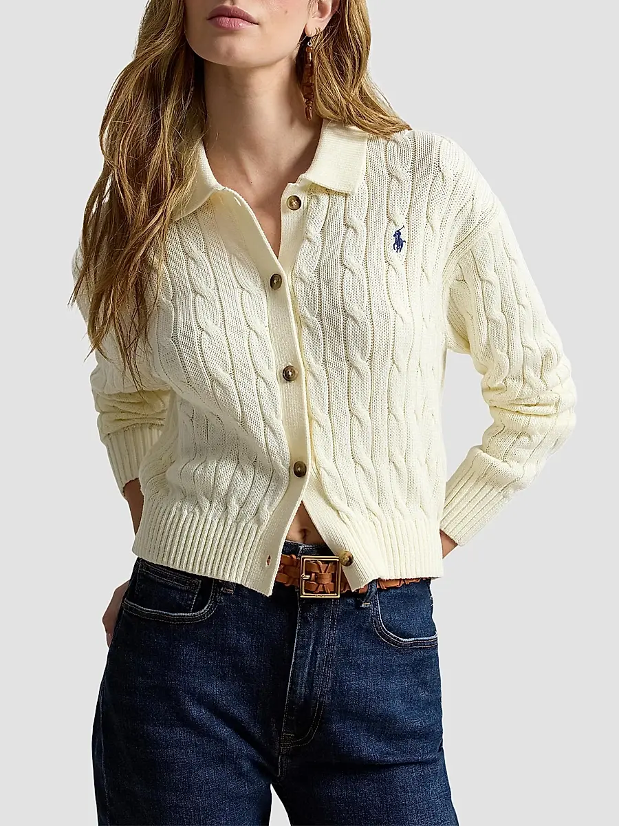 Polo Ralph Lauren Women's Cable-Knit Cotton Cardigan | Thumbnail 4 Polo Ralph Lauren Women's Cable-Knit Cotton Cardigan | Thumbnail 4