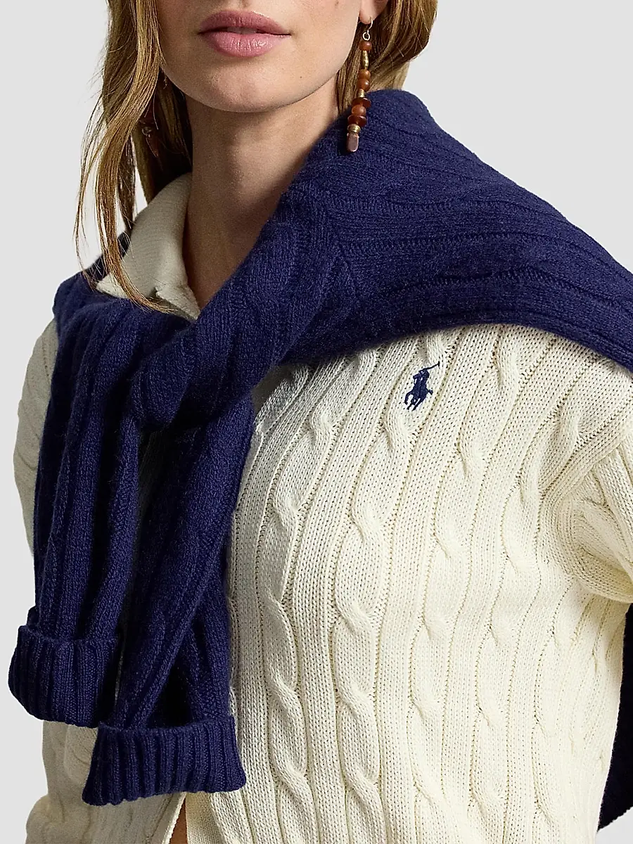 Polo Ralph Lauren Women's Cable-Knit Cotton Cardigan | Thumbnail 5 Polo Ralph Lauren Women's Cable-Knit Cotton Cardigan | Thumbnail 5
